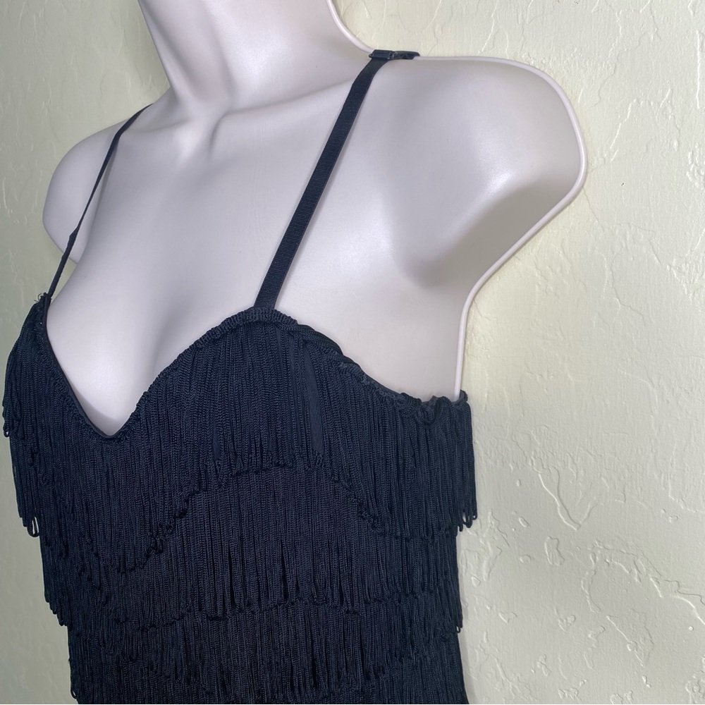 Frederick's Of Hollywood Vintage Elegant Black Fringe Mini Dress Size S — image 4 of 8